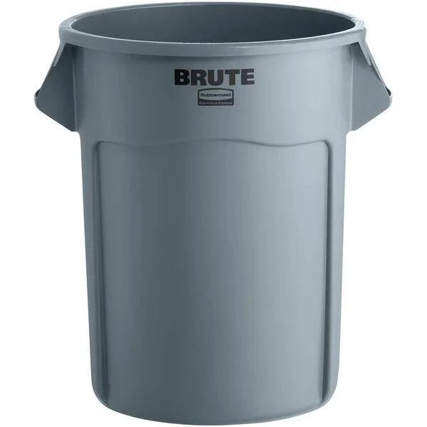 Gray Rubbermaid Brute trashcan.