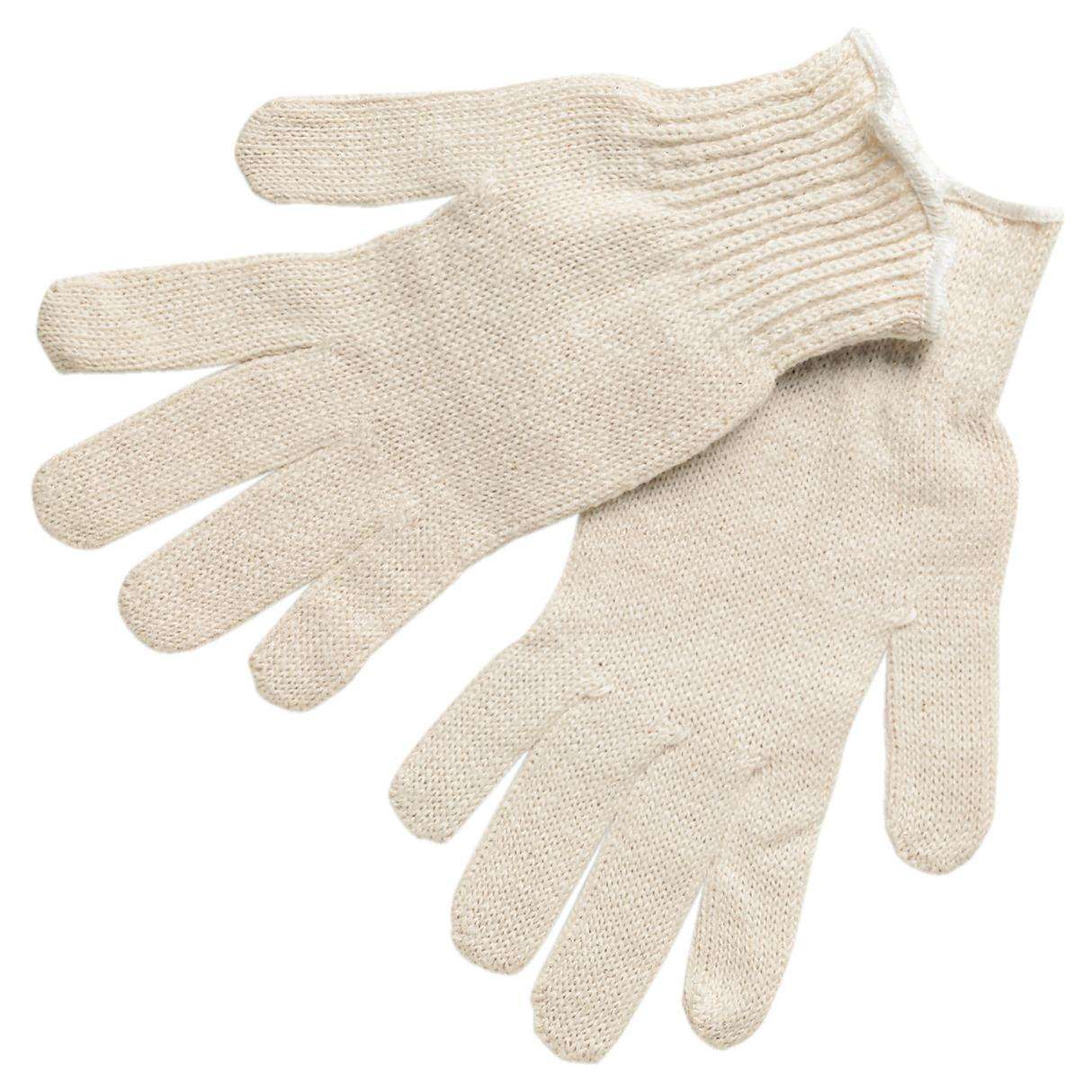 12 Pair Cotton Gloves beige laid flat.